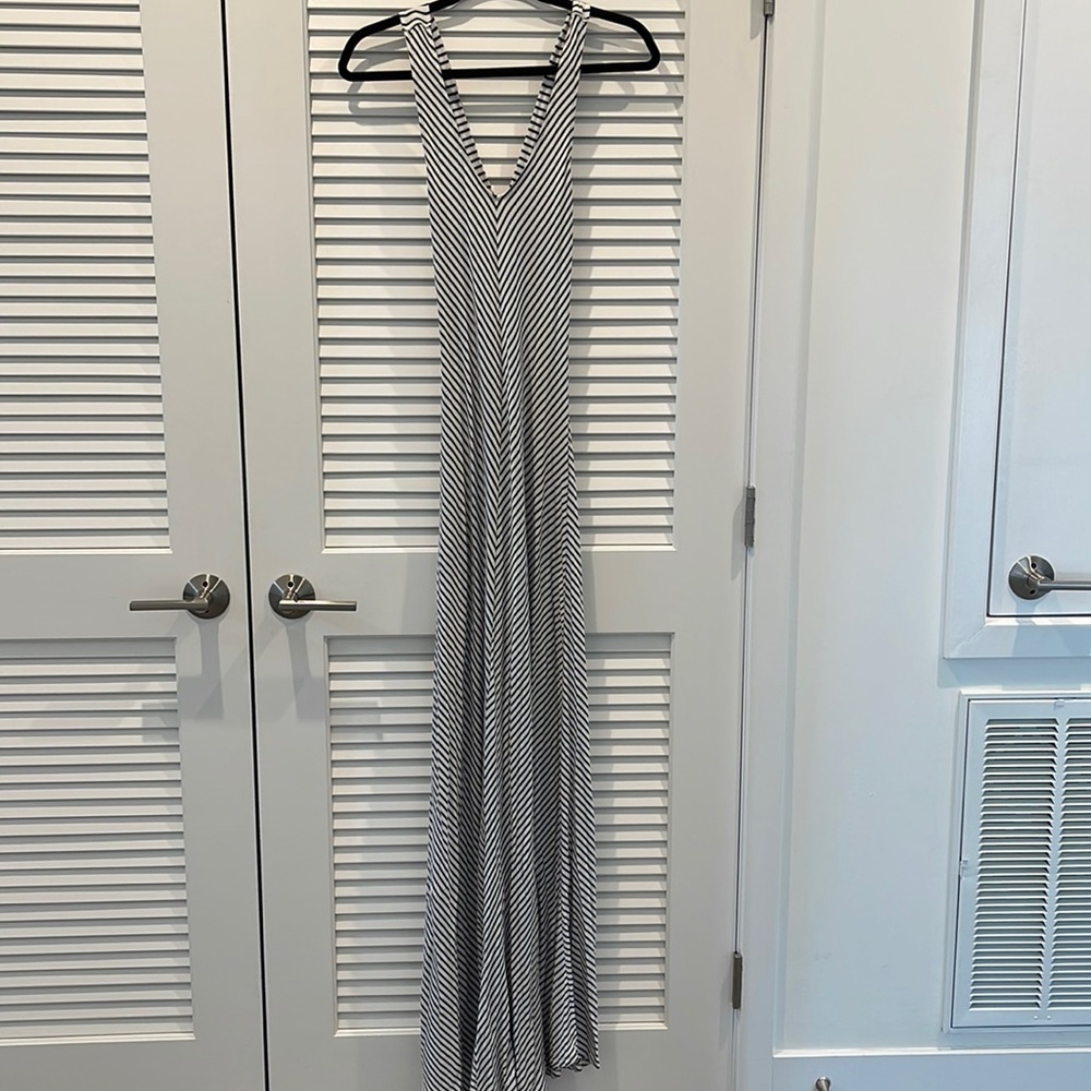 Black and white stripped maxi dress with racerback straps